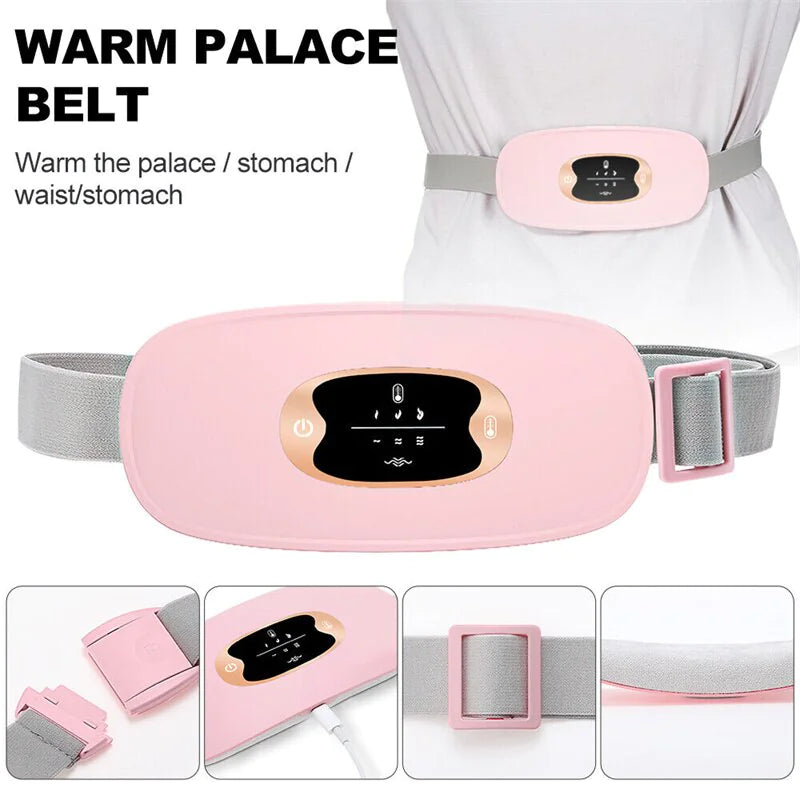 Electric Heating Menstrual Vibration Pad Belt For Period Pain Relief Cramps US