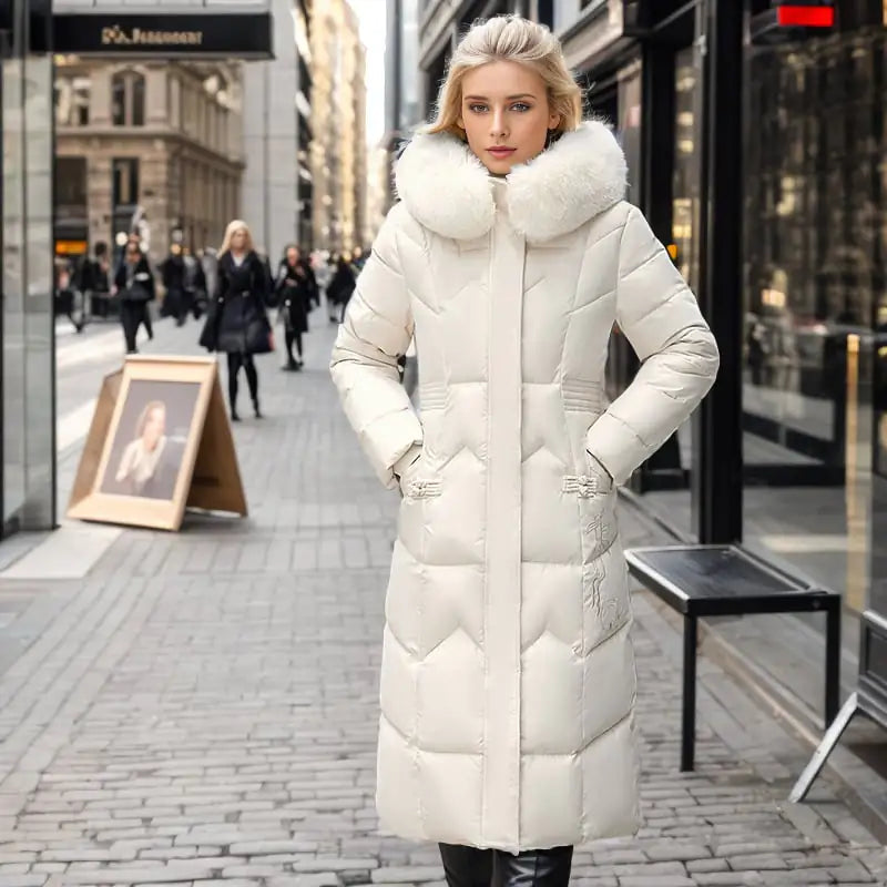 Winter Long Coat with Thickened Fur Collar