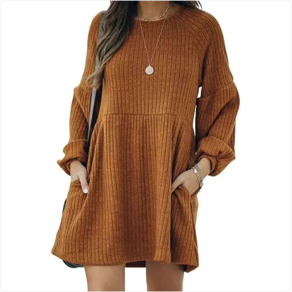 Long Sleeve Cotton Knit Dress